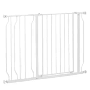 PawHut Wide Dog Safety Gate, with Door Pressure, for Doorways, Hallways, Staircases - White