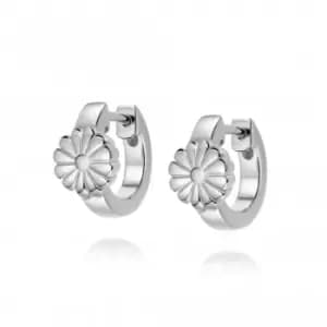 Daisy Bloom Huggie Ear Sterling Silver Earrings DE01_SLV