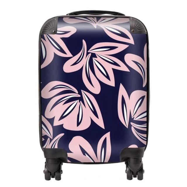 Warren Reed - Designer Pink Navy Floral Botanical Pattern Suitcase Size: Large Pink Unisex Large