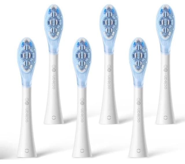 OCLEAN C04000383 Replacement Brush Heads - Pack of 6, White & Blue 6970810556926