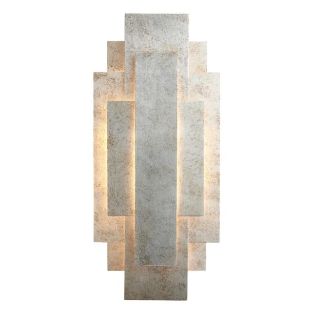 Loops Antique Silver Leaf Panel Wall Light Fitting - Twin G9 LED - Decorative Sconce Metallics