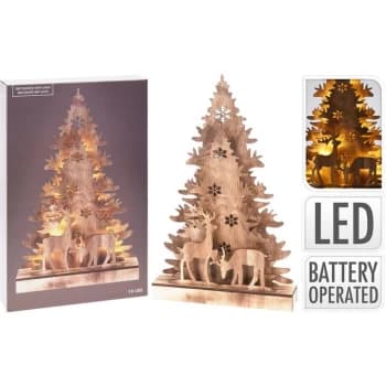 The Spirit Of Christmas Xmas Tree Scene - LED Wooden