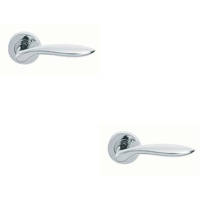 Loops 2x PAIR Smooth Ergonomic Handle on Round Rose Concealed Fix Polished Chrome Multi