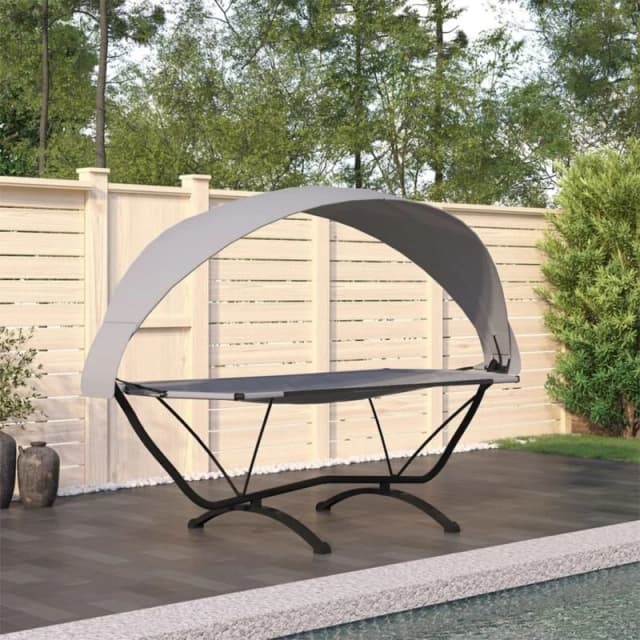 VIDAXL Outdoor Lounge Bed with Canopy Grey Steel and Oxford Fabric Vidaxl 8720286672013