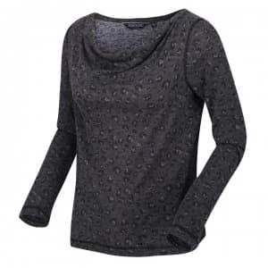 Regatta Frayda Long Sleeve Cowl Neck T-Shirt - Blk Leopard