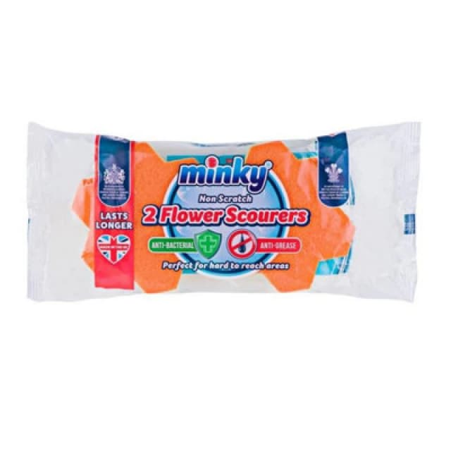 Minky Antibacterial Scouring Pads Pack of 2 Orange unisex