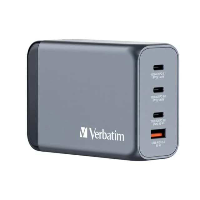 Verbatim GNC-240 GaN Charger 240W with 1 x USB-C 140W /1 x USB-C 100W
