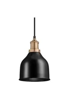 Brooklyn Cone Pendant, 7 Inch, Black, Brass Holder