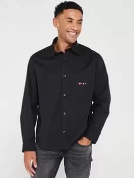 HUGO Erato Oversize Long Sleeve Shirt - Black, Size 2XL, Men