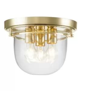 Elstead Quoizel Whistling Bowl Semi Flush Ceiling Light Polished Brass, IP44