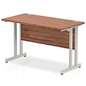 Impulse 1200/600 Rectangle Silver Cantilever Leg Desk Walnut