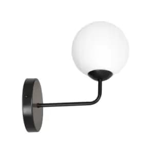 Pregos Black Globe Wall Lamp with White Glass Shades, 1x E14