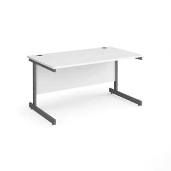 Office Desk 1400mm Rectangular Desk With Cantilever Leg White Tops With Graphite Frames Contract 25