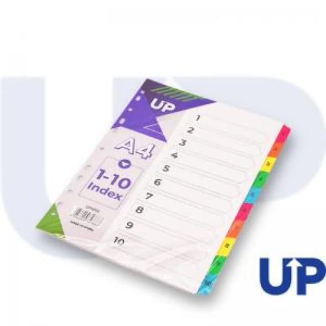UP Index White Multicolour Tabs 1 - 10