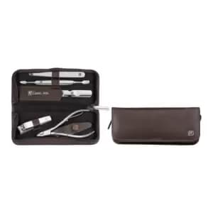 ZWILLING Classic Inox 5-pcs Calf leather Zip fastener case brown