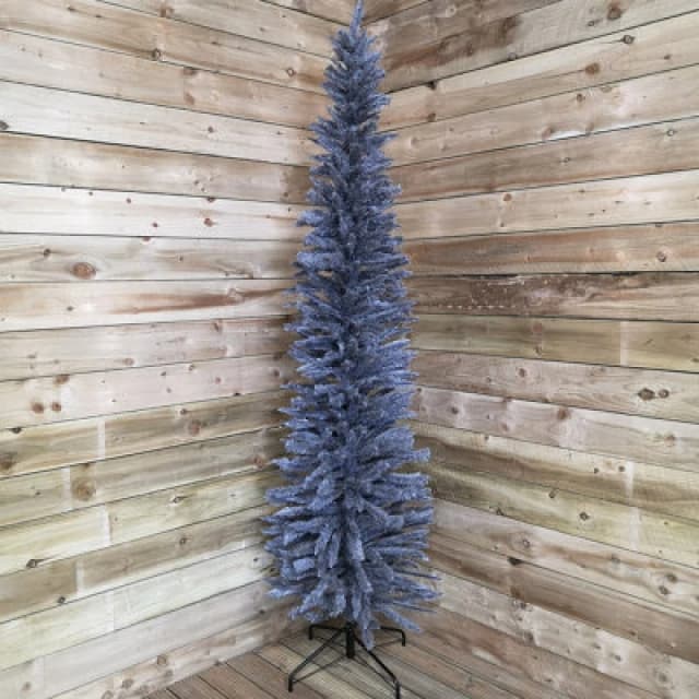 Samuel Alexander 244Cm / 8ft Wrapped Pencil Pine Grey Christmas Tree With 460 Tips