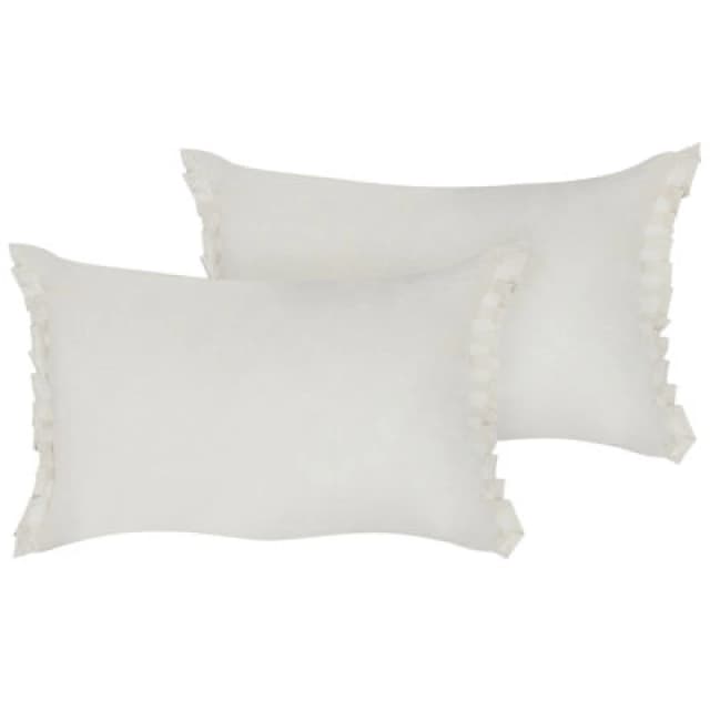 Beliani Set Of 2 Decorative Cushions Sassafras Linen 30 X 45cm Off-White Solid