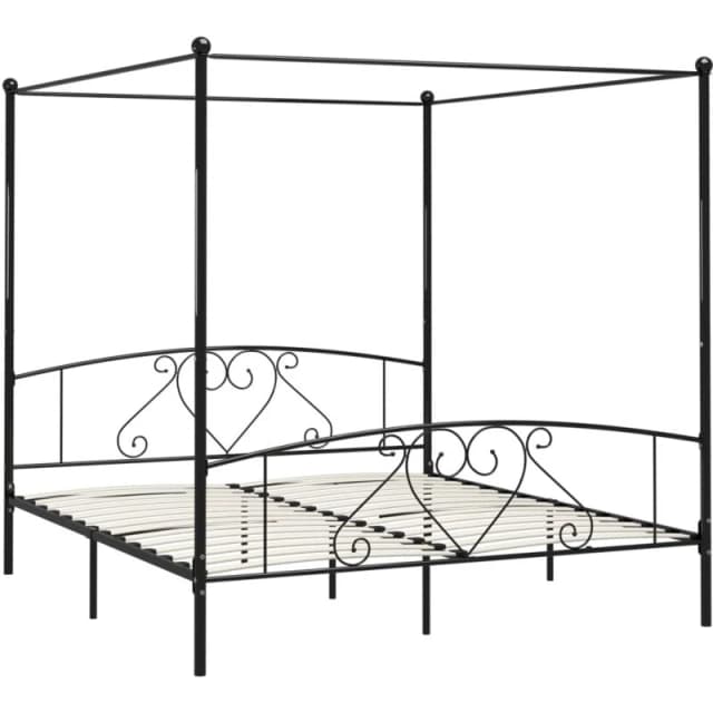 VIDAXL Bed Frame without Mattress with Canopy Black 180x200cm Super King Metal Vidaxl 8719883783543