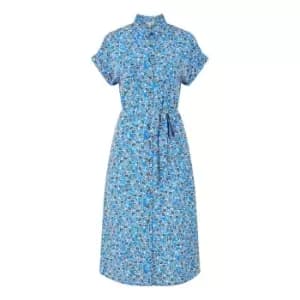Yumi Blue Floral Shirt Dress - Blue