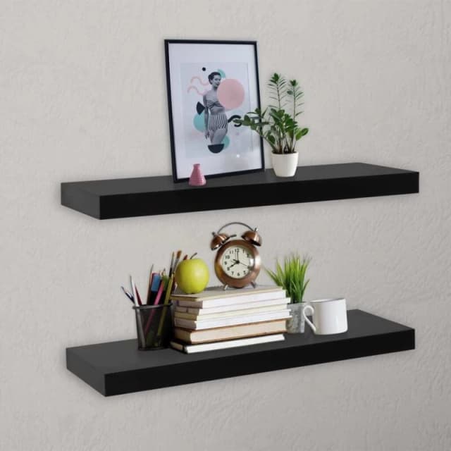 VIDAXL Floating Wall Shelves 2 pcs Black 60x20x3.8cm Vidaxl 288201