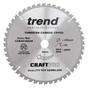 Trend CRAFTPRO Wood Cutting Mitre Saw Blade 305mm 48T 30mm
