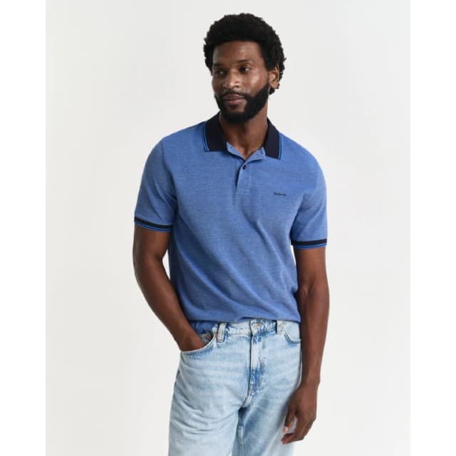 Gant 4-Colour Oxford Piqu Polo Shirt Short Sleeve Polos S Blue 30332218350