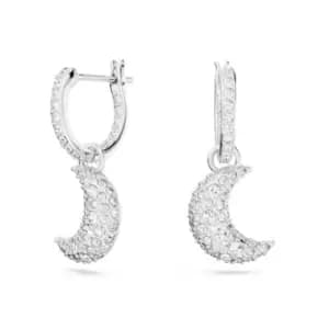Luna White Rhodium Plated Moon Drop Earrings 5666157