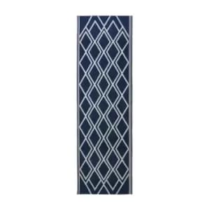 Homemaker County Diamonds Indoor/Outdoor Rug Navy 067X200Cm
