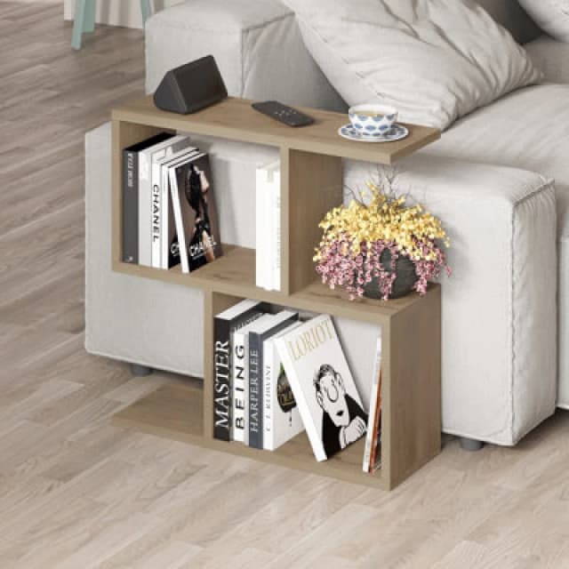 Decortie Homemania Modern Side End Coffee Table Side End Natural Oak Multipurpose H 60Cm 5 Tier