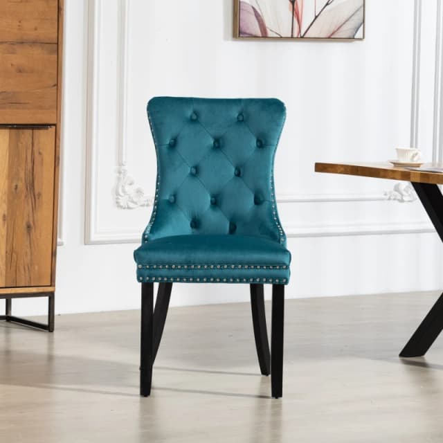 Artemis Home Ceres Velvet Fabric Dining Chairs - Set of 2 in Teal Size: 2 Pack Teal Unisex 2 Pack