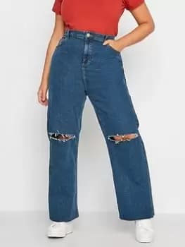 Yours Ripped Wide Leg Jean Mid Blue Size 20, Women