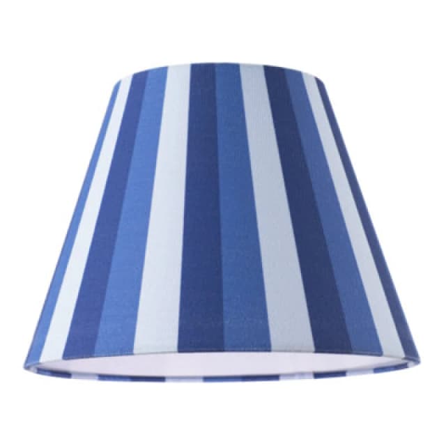 Happy Homewares Multi Blue Tone Striped Linen Coolie Lamp Shade With Cotton Inner