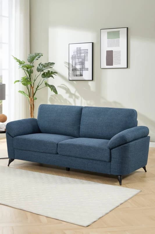 More4Homes Malmo 3 Seater Sofa Modern Scandi Style Fabric Living Room Sofa (Blue)