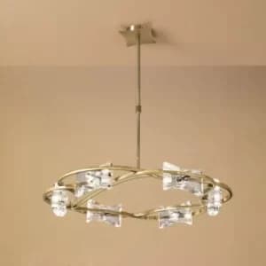 Kromo telescopic pendant 6 bulbs G9 round, antique brass