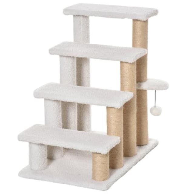 Pawhut Pet Stair With 3-step Climb Ladder - White D06-093V01