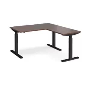 Height Adjustable Desk Rectangular Desk With Return 1400mm Walnut Tops With Black Frames Elev8 Touch