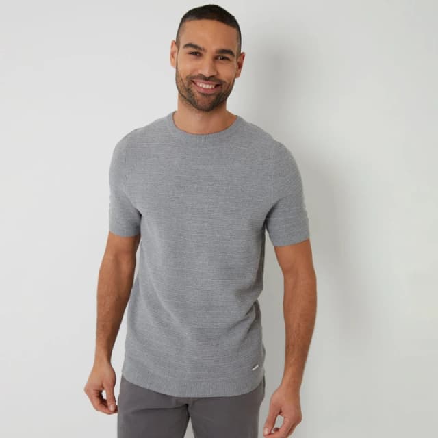 Threadbare Textured Knitted T-Shirt Grey