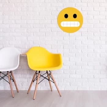 Emoji - 4 Yellow Black White Decorative Wooden Wall Accessory