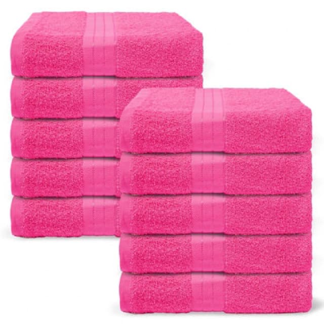 OHS OHS 10 Pack of 100% Cotton Bathroom Bath Towel in Pink Pink Bath Towel Unisex 5027434228935