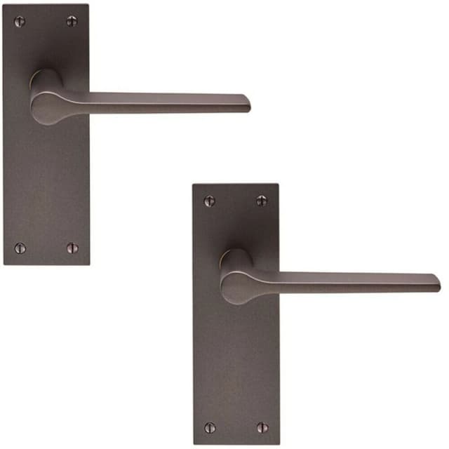 Loops 2x PAIR Flat Straight Handle on Slim Latch Backplate 150 x 50mm Matt Bronze Multi