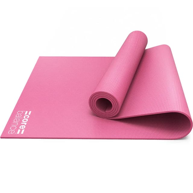 Core Balance Yoga Exercise Mat Foam 6mm Non Slip Pilates Gym Fitness Roll Up Carry Strap Pink