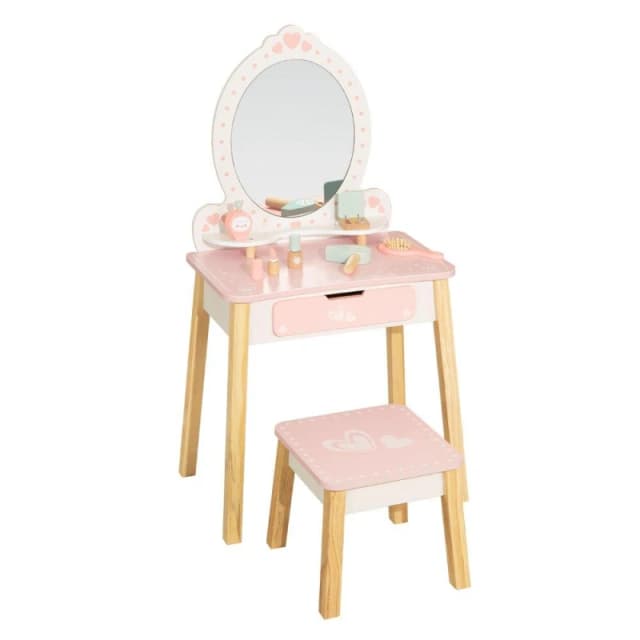 Tooky Toy Wooden Vanity Table with Stool White/Pink unisex One Size