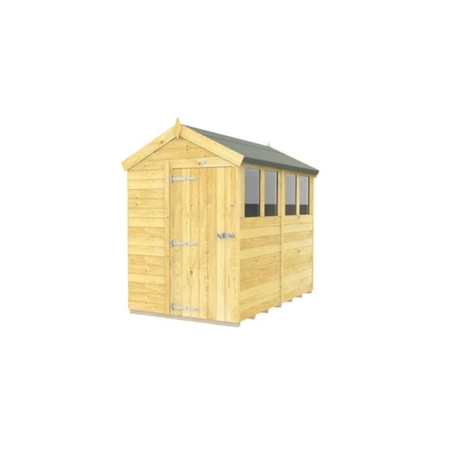 Buttercup Farm 5 x 8 Feet Apex Shed - Single Door W/ Windows - L243 x W147 x H217cm in Brown Brown Unisex