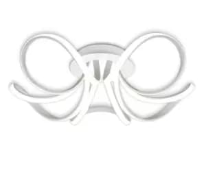 Knot Semi Flush Ceiling Light 74cm Round 5 Looped Arms 60W LED 2800K, 4800lm, Dimmable, White, Frosted Acrylic