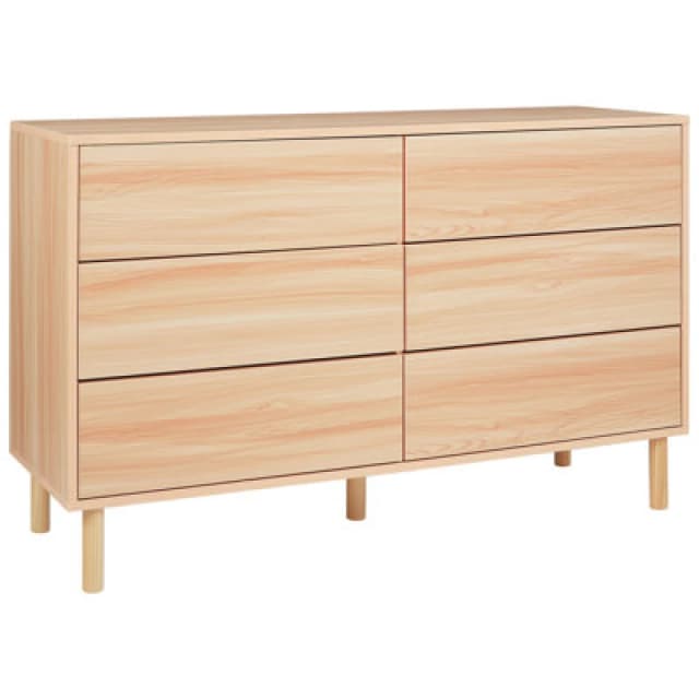 Beliani 6 Drawer Chest Sharpe Light Brown