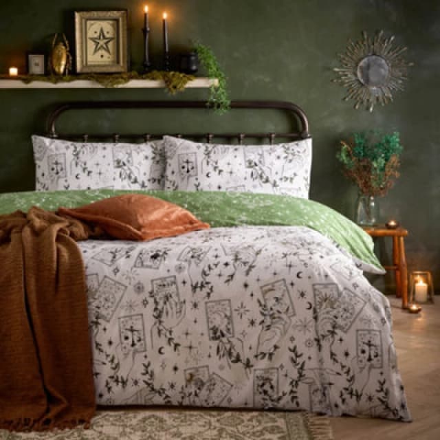 Furn Furn Celestial Stories Printed Reversible Duvet Cover Set in Green Size: Super King Green Super King Unisex 5025532841278