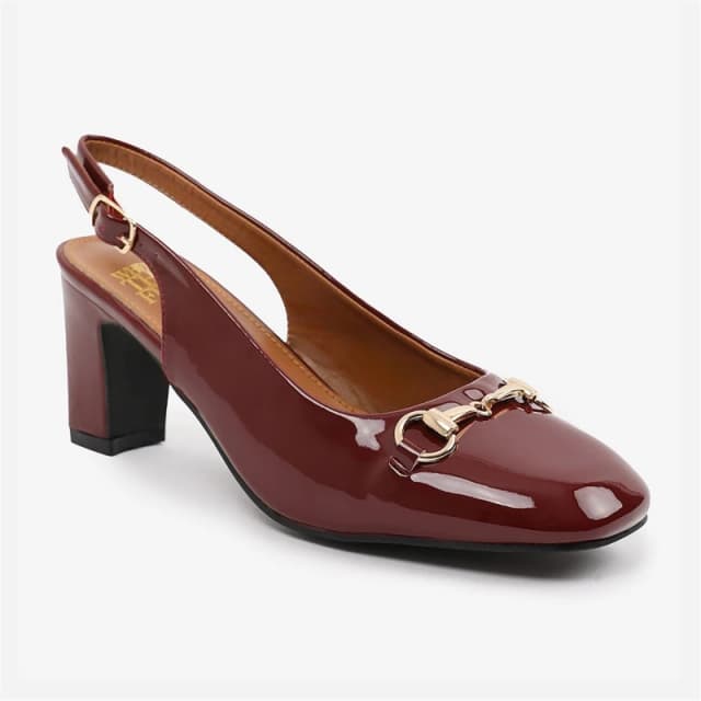 Where's That From 'Serena' Wide Fit Block Heel With Metal Detail And Slingback Buckle Strap Red