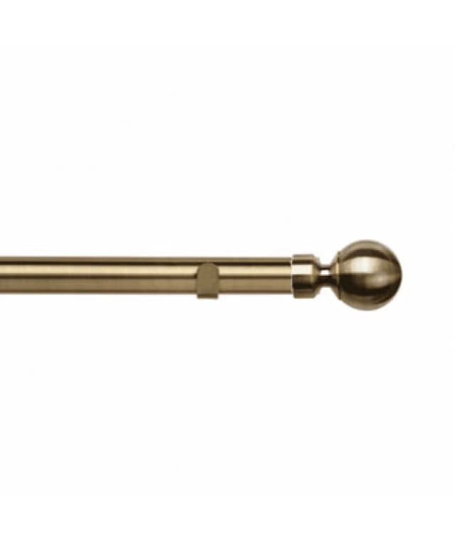 Unknown 28mm Fixed Length Metal Eyelet Curtain Pole Set In Antique Brass - Met Ball Finial, 50Cm