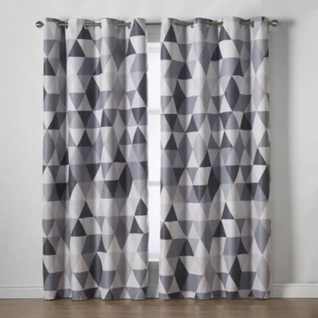 Luxury Living Mo Ring Top Printed Curtains Charcoal