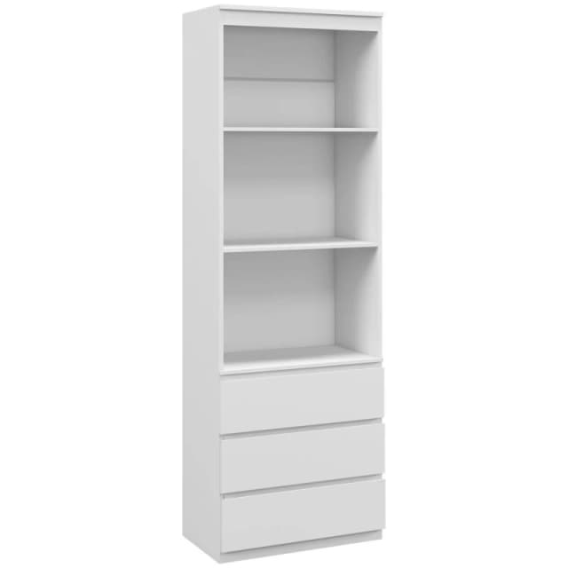 HOMCOM HOMCOM 180cm Tall Bookcase with 3 Shelves 3 Drawers for Living Room Home Office in White White One Size Unisex 5056725540821